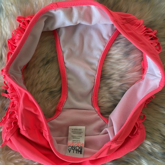 Billabong Coral Pink Fringe Bikini Bottoms Size 14 Swimwear Surf Beach Pool - Picture 9 of 10